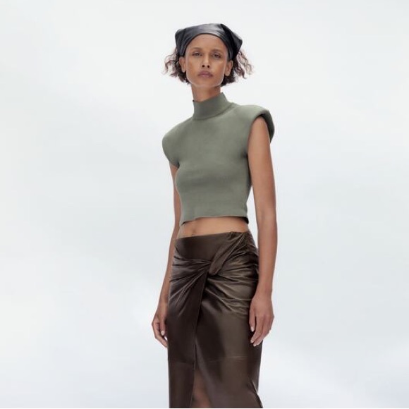 Zara Knit Top with Shoulder Pads - Picture 2 of 9